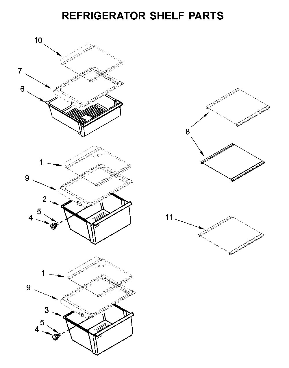 Refrigerator shelf parts Diagram and Parts List for MSS25C4MGK03  Maytag Refrigerator