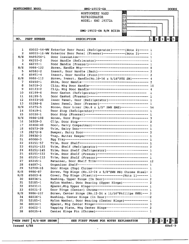 Doors/misc Page 2 Diagram and Parts List for 19572A  Admiral Refrigerator