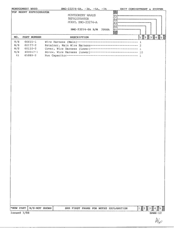 Unit Compartment And System Page 3 Diagram and Parts List for 23274A  Admiral Refrigerator