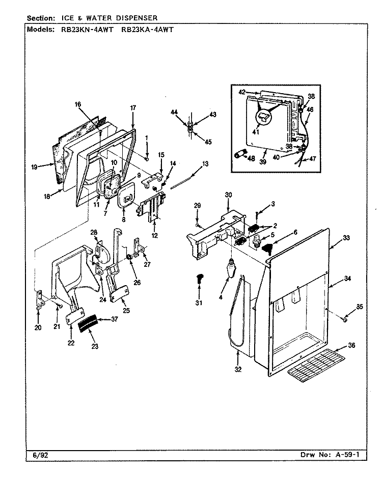 ICE & WATER DISPENSER Diagram and Parts List for RB23KA4AWT CL82A Admiral Refrigerator