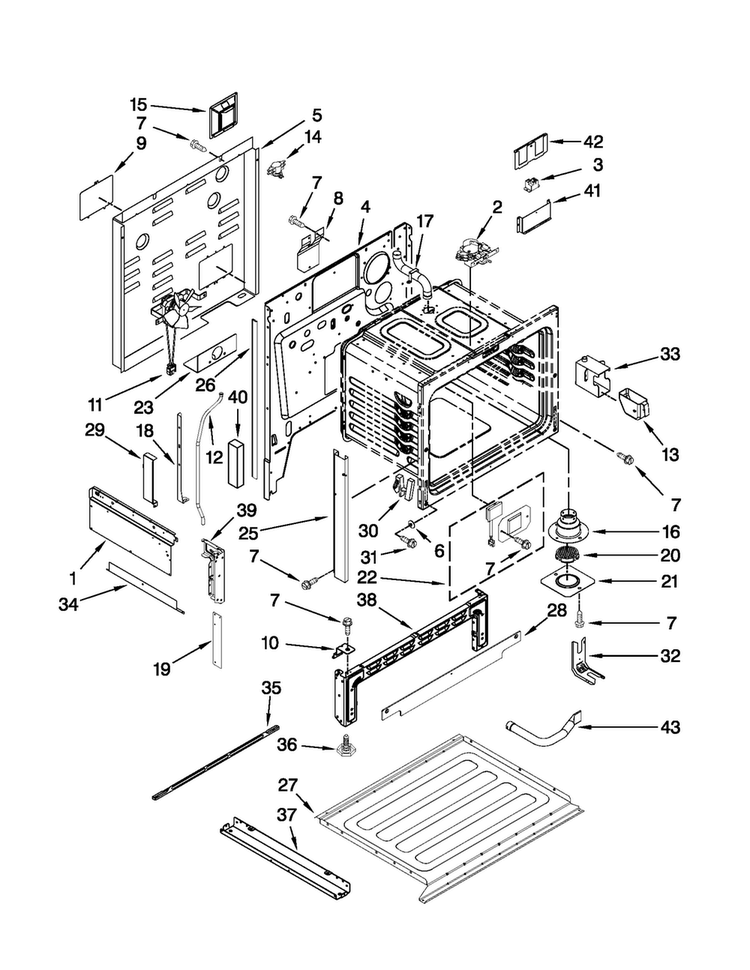Chassis Parts Diagram and Parts List for JES9860CCS02  Jenn-Air Range