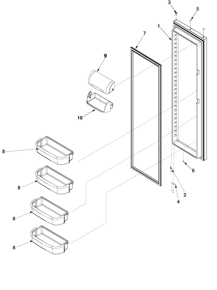 Refrigerator Door Diagram and Parts List for PSD265LGES-PPSD265GS1  Maytag Refrigerator