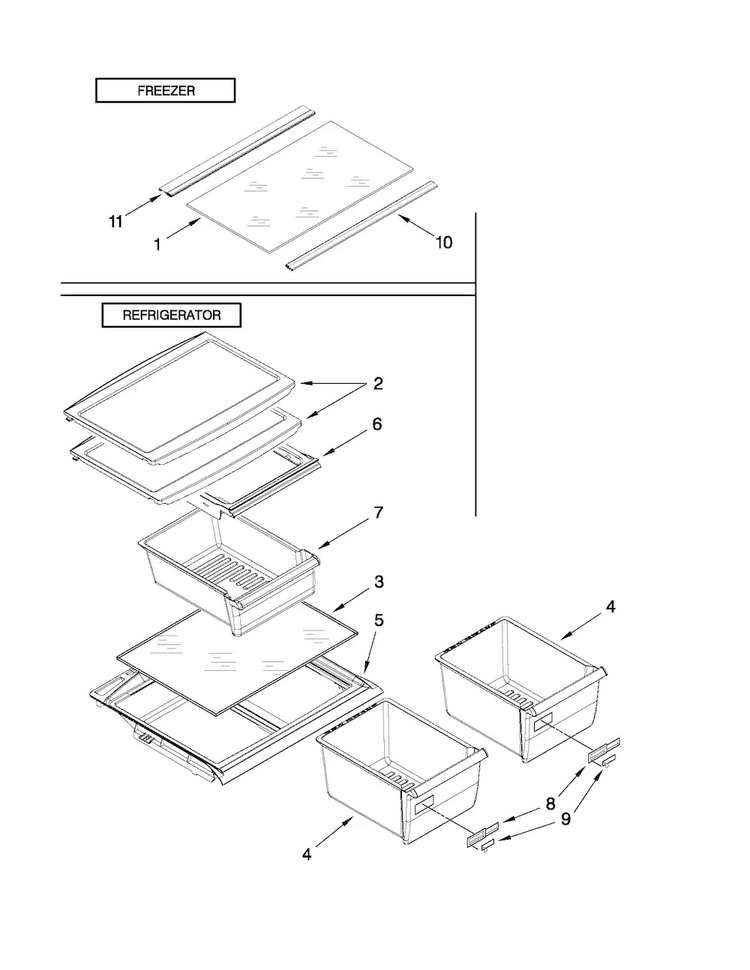 Shelf Parts Diagram and Parts List for M8RXDGFXB00  Maytag Refrigerator