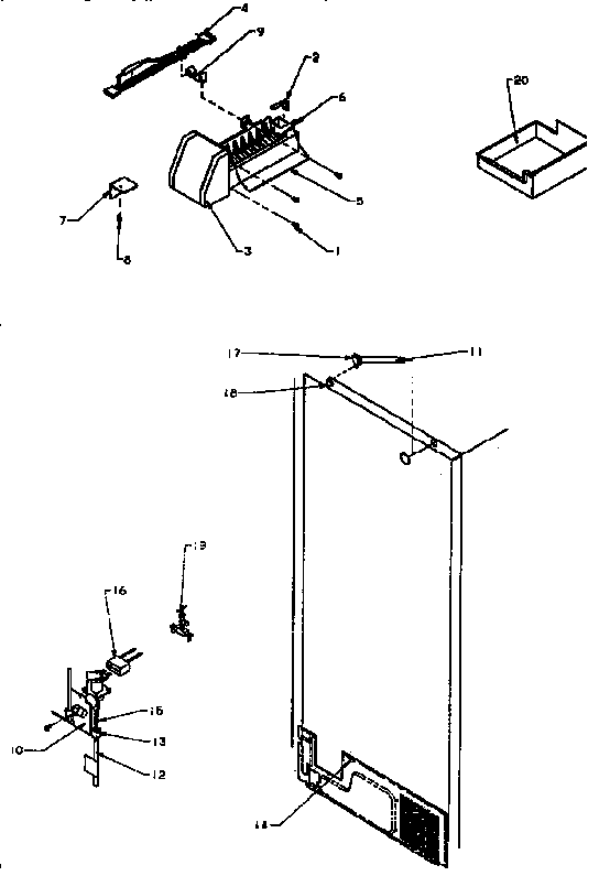 Factory Installed Icemaker Diagram and Parts List for TXI18R2-P1179501W  Amana Refrigerator
