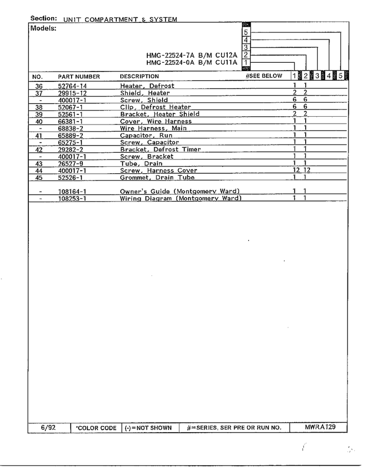 Unit Compartment & System Page 3 Diagram and Parts List for 22524-7A  Admiral Refrigerator
