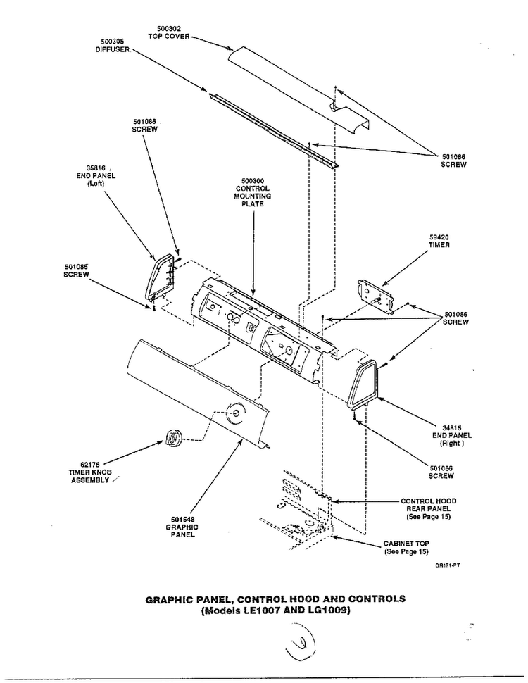 Graphic Panel/control Hood And Controls Page 5 Diagram and Parts List for 7493-LEM437  Amana Dryer