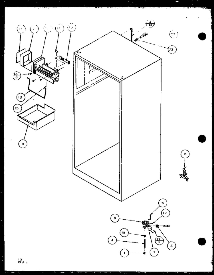 Section 2 Diagram and Parts List for TL18QW-P1111406WW  Amana Refrigerator