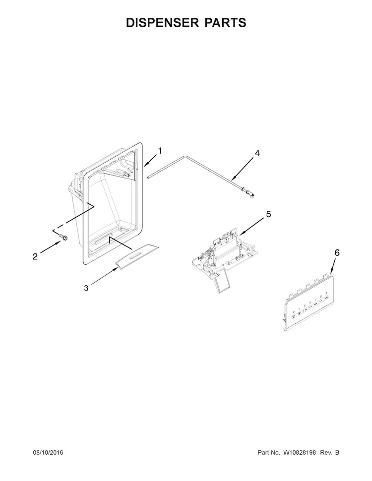 Dispenser Parts Diagram and Parts List for ASD2575BRB03  Amana Refrigerator