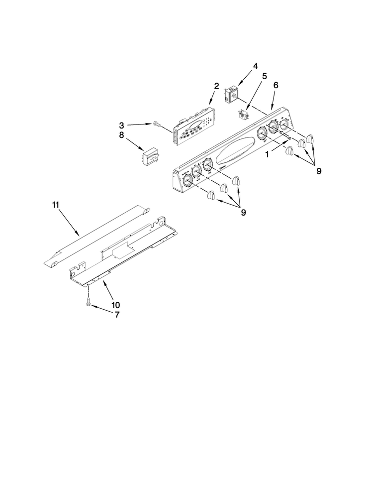 Control Panel Parts Diagram and Parts List for MES5875BAN20  Maytag Range