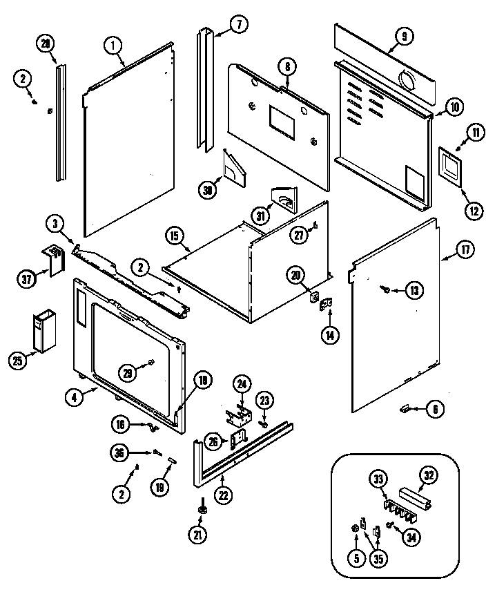 Body Diagram and Parts List for SVD8310SD  Jenn-Air Range