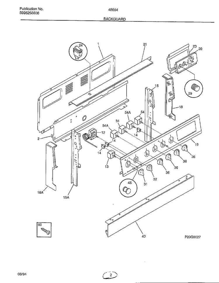 Backguard Diagram and Parts List for 486640A  Admiral Range
