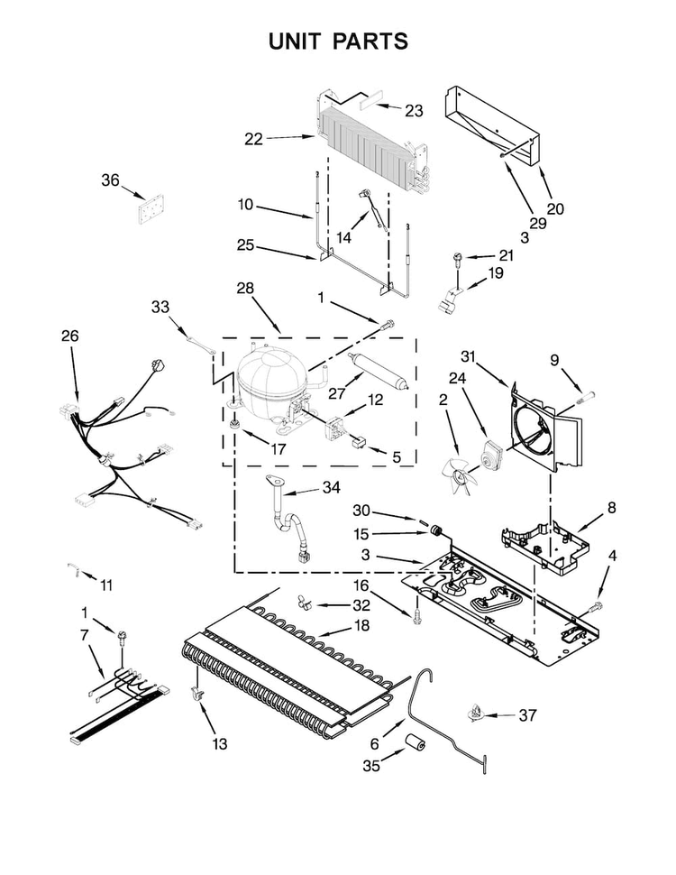 Unit Parts Diagram and Parts List for MFI2269DRH01  Maytag Refrigerator