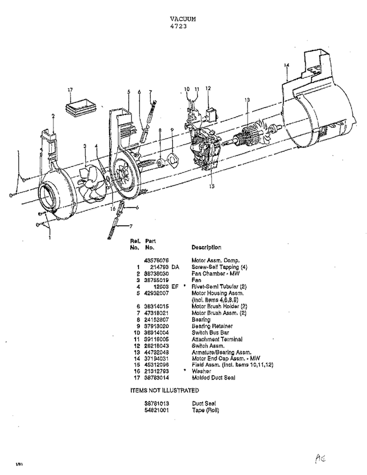 Vacuum Page 3 Diagram and Parts List for U4723  Hoover Upright Vacuum