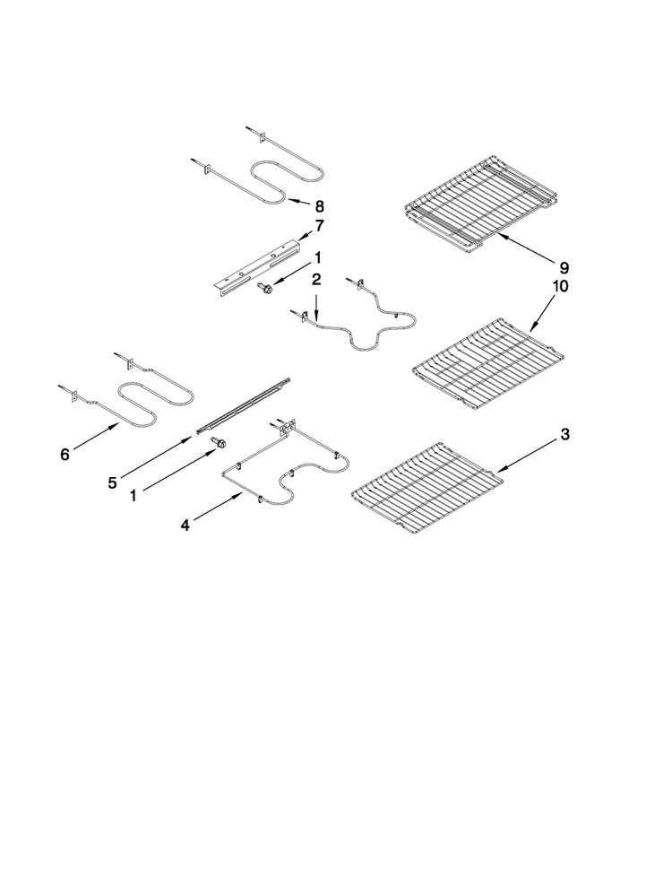 Rack And Element Parts Diagram and Parts List for MER6875BCS17  Maytag Range
