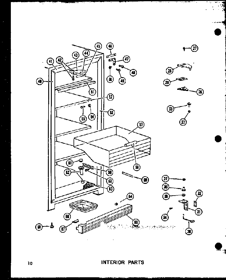 Interior Parts Diagram and Parts List for EU18K-AG P60335-18WG Amana Freezer