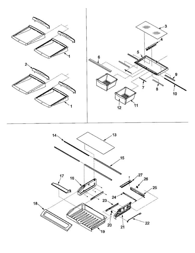 Refrigerator Shelving Diagram and Parts List for ARB8057CB-PARB8057CBO  Amana Refrigerator