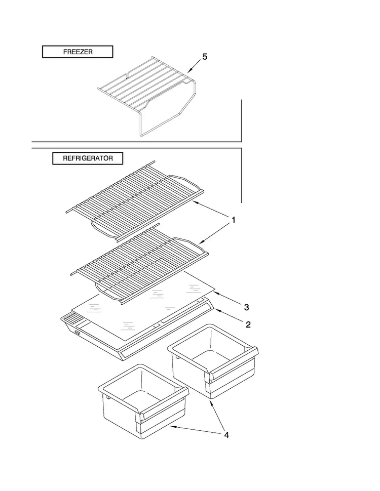 Shelf Parts Diagram and Parts List for A4TXNWFXQ00  Amana Refrigerator