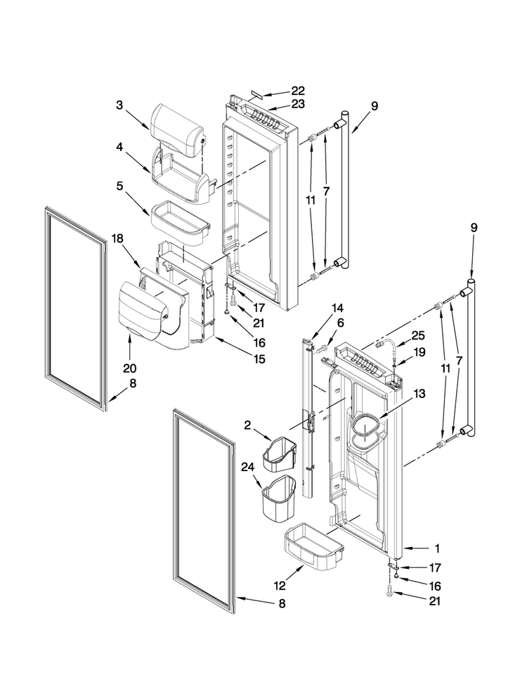 Refrigerator Door Parts Diagram and Parts List for JFI2089WES2  Jenn-Air Refrigerator