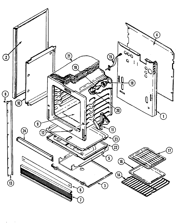 BODY Diagram and Parts List for A9495XRB  Admiral Microwave Oven Combo