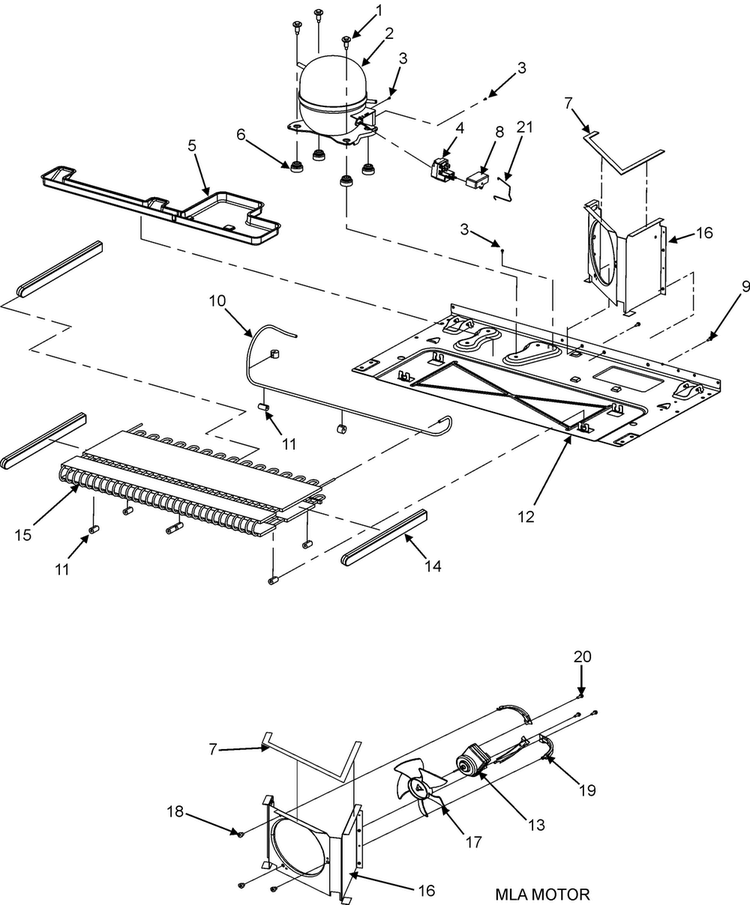 Compressor Diagram and Parts List for ACD2232HRB0  Amana Refrigerator