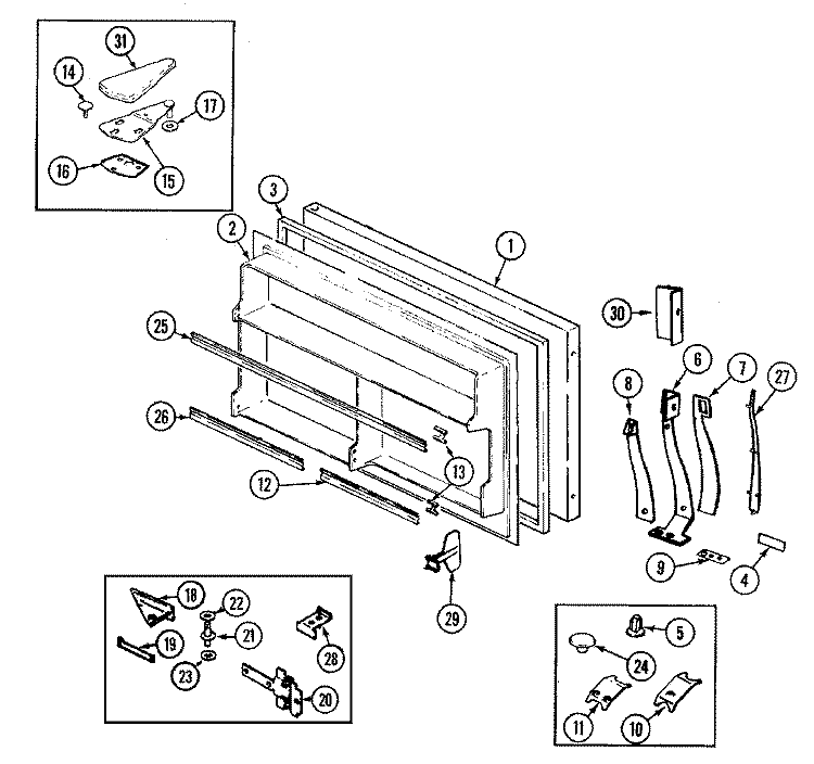 FREEZER DOOR Diagram and Parts List for GT18X9D3A  Admiral Refrigerator