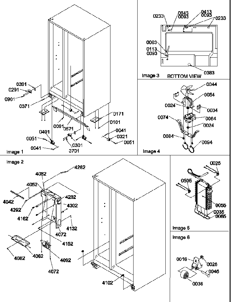 Drain Systems, Rollers, And Evaporator Assy Diagram and Parts List for SG521SBW-P1197002WW  Amana Refrigerator