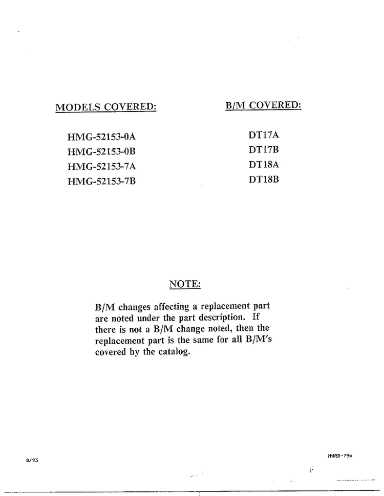 Front Page Diagram and Parts List for 52153-0A  Admiral Refrigerator