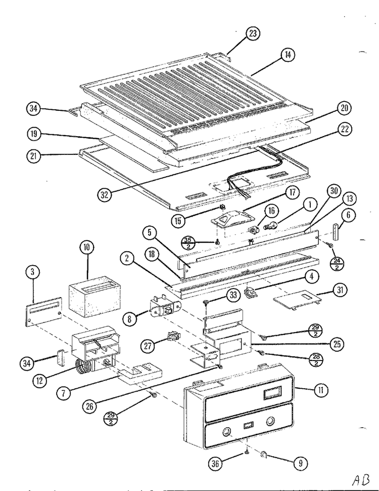 Top Mount Page 5 Diagram and Parts List for TC22N-P116205W  Amana Refrigerator