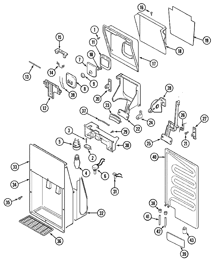 ICE & WATER DISPENSER Diagram and Parts List for GS24X8D3A DP84A Admiral Refrigerator
