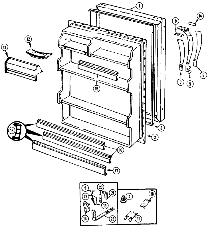 FRESH FOOD DOOR Diagram and Parts List for RB151PLFA DG14C Magic Chef Refrigerator