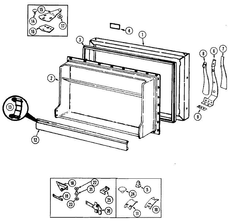 FREEZER DOOR Diagram and Parts List for RB151PLFA DG14C Magic Chef Refrigerator