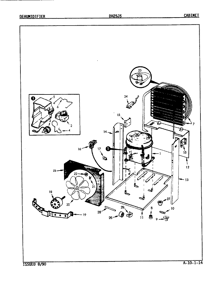 SYSTEM & CHASSIS Diagram and Parts List for DH25J5 9F04A Maytag Dehumidifier