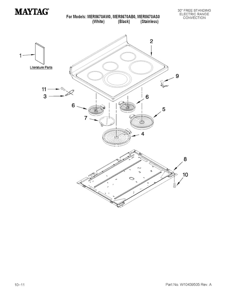 Cooktop Parts Diagram and Parts List for MER8670AB0  Maytag Range