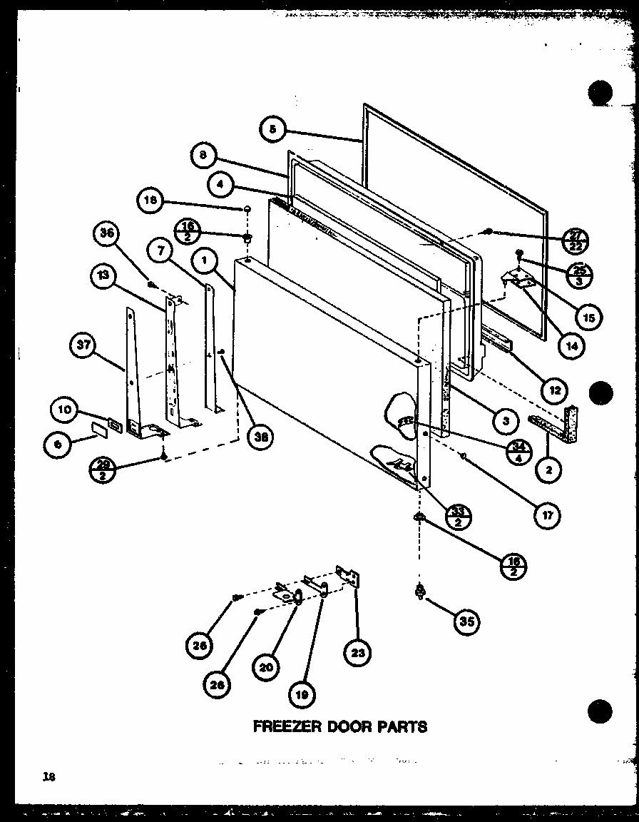 Freezer Door Parts (tm18k/p7791114w) (tm18k/p7791115w) (tmi18k/p7791116w) (tmi18k/p7791117w) Diagram and Parts List for TM20K-P7791118W  Amana Refrigerator