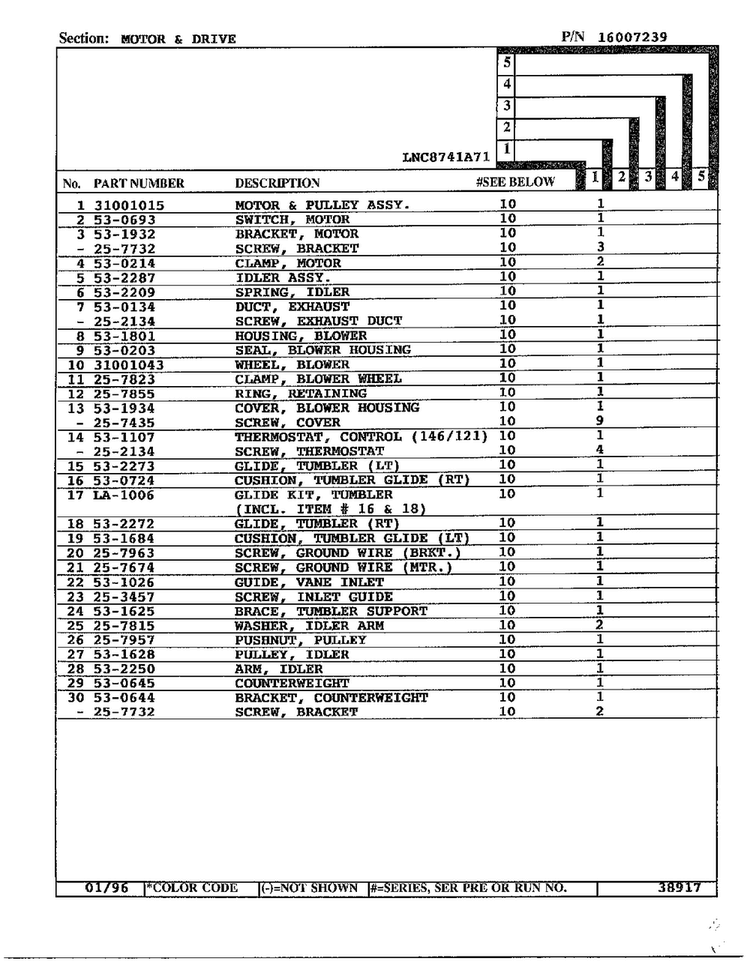 Motor And Drive Page 2 Diagram and Parts List for 8741A71  Norge Dryer