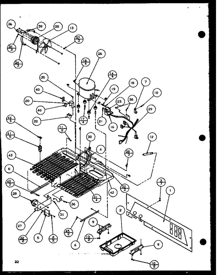 Machine Compartment Diagram and Parts List for SBD20K-P1117701W  Amana Refrigerator