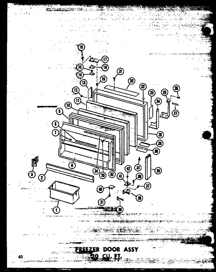 Freezer Door Assy 20 Cu. Ft. Diagram and Parts List for T16W-P60303-8W  Amana Refrigerator