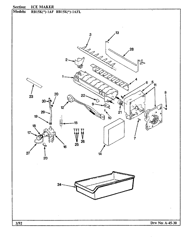 ICE MAKER Diagram and Parts List for RB15KN-1AFL BG12C Magic Chef Refrigerator
