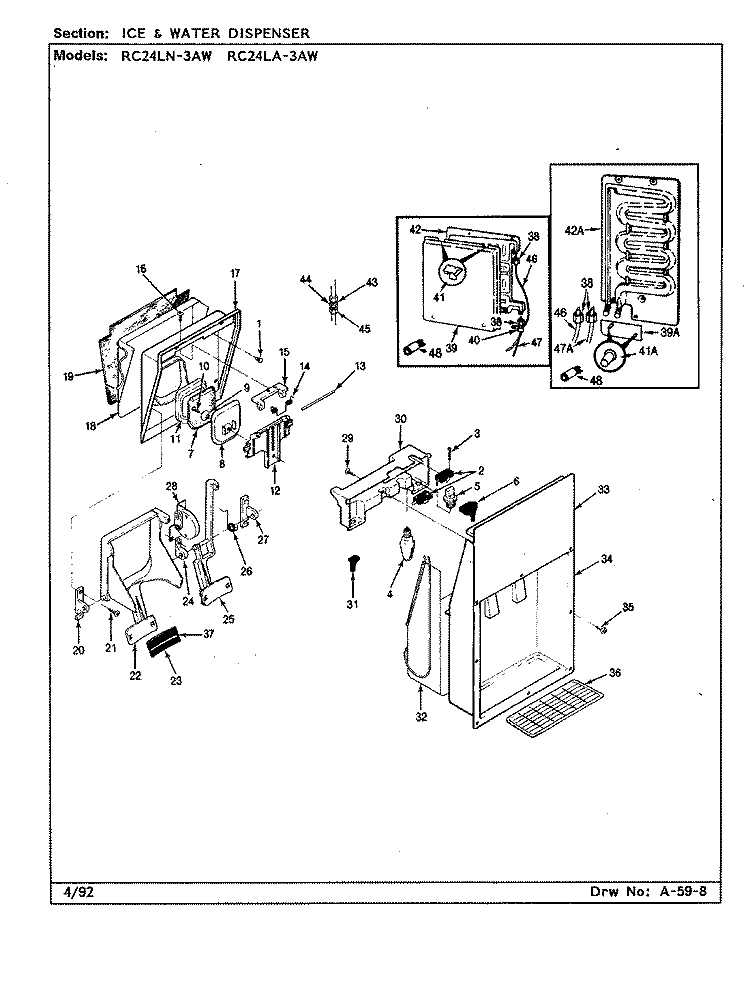 ICE & WATER DISPENSER Diagram and Parts List for RC24LA-3AW BS82C Amana Refrigerator