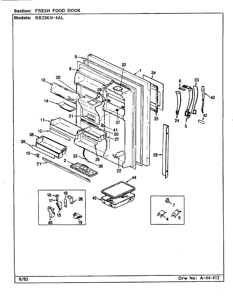 FRESH FOOD DOOR Diagram and Parts List for RB23KA-4AL CG99A Admiral Refrigerator