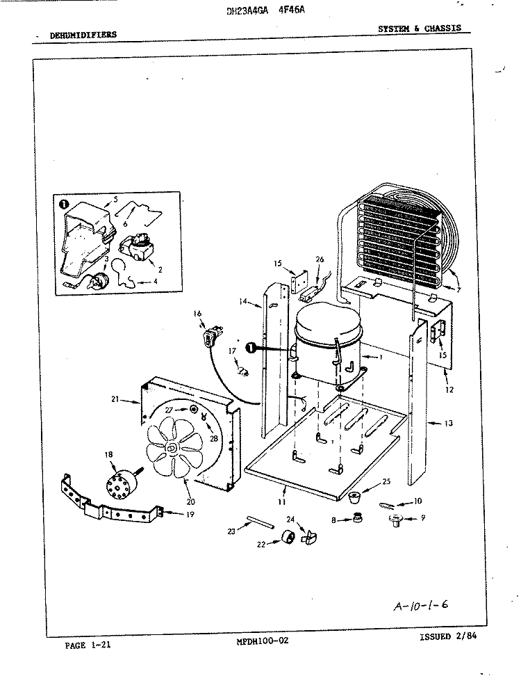 SYSTEM & CHASSIS Diagram and Parts List for DH23A4GA- 4F46A Maytag Dehumidifier