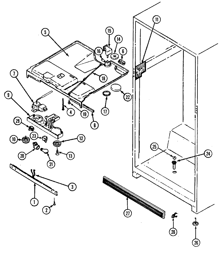 FRESH FOOD COMPARTMENT Diagram and Parts List for GT15X4XA DF12A Admiral Refrigerator