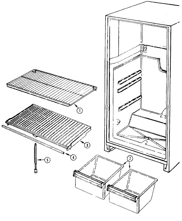 SHELVES & ACCESSORIES Diagram and Parts List for GT15X4XA DF12A Admiral Refrigerator