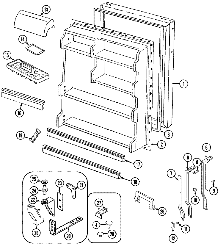 FRESH FOOD DOOR Diagram and Parts List for AT19N8M  Admiral Refrigerator