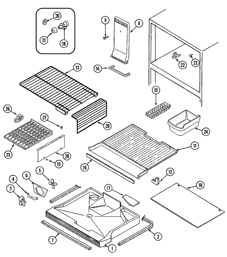 FREEZER COMPARTMENT Diagram and Parts List for RTV2100DAE  Maytag Refrigerator