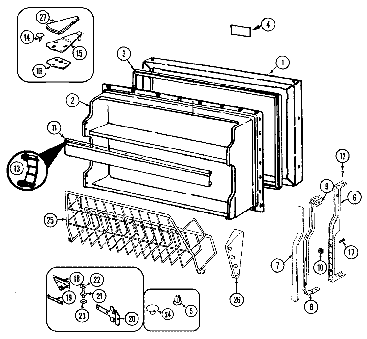 FREEZER DOOR Diagram and Parts List for GT21A93V  Maytag Refrigerator