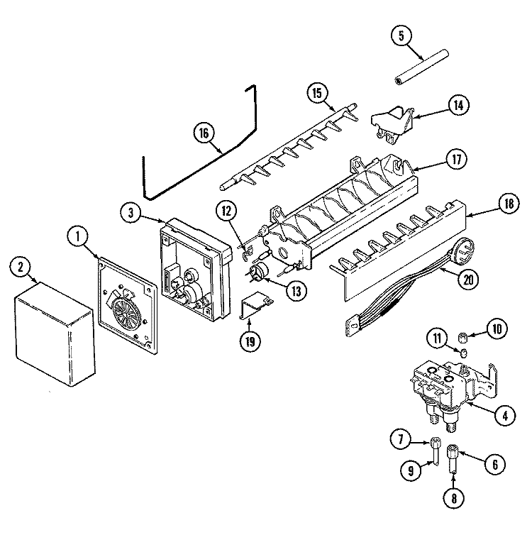 ICE MAKER Diagram and Parts List for JRSD249KA  Jenn-Air Refrigerator