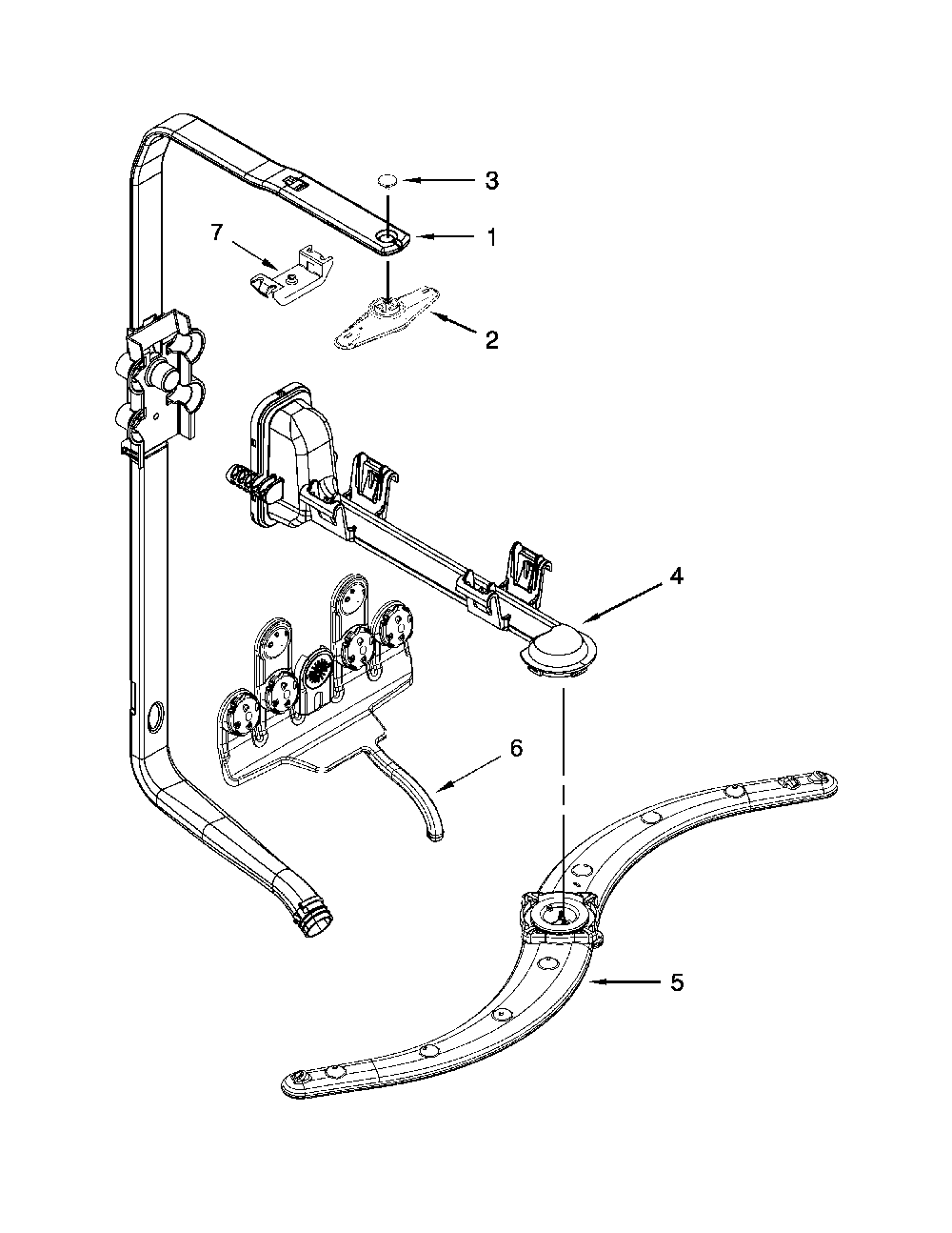 Upper Wash And Rinse Parts Diagram and Parts List for 66512769K314  Kenmore Dishwasher