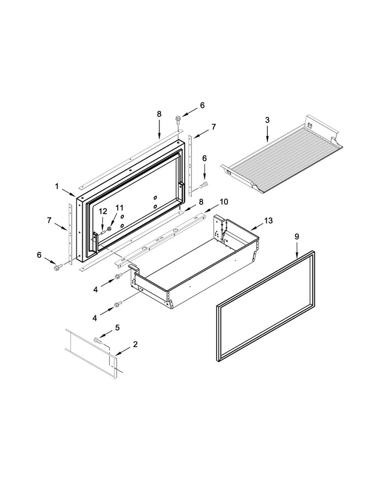 Freezer Door And Basket Parts Diagram and Parts List for JF42NXFXDE00  Jenn-Air Refrigerator