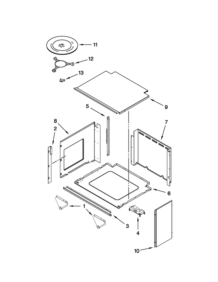 Top Support And Turntable Parts Diagram and Parts List for JMW2330WS00  Jenn-Air Microwave